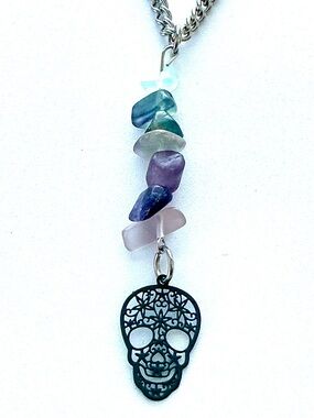 🆕 Skull and Gemstones Pendant Necklace-Stainless Steel